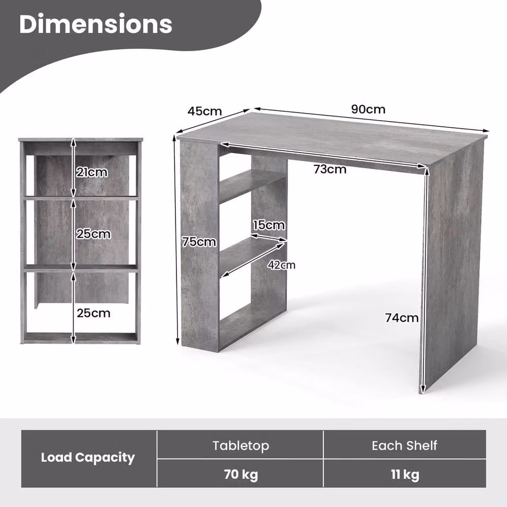 Kelvenix Modern Grey Computer Desk – 2