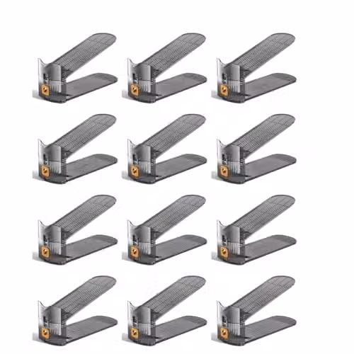 Hygrad Pack of 12 Black Acrylic Shoe Slot Organisers, W/D/H: 25.4 x 9.5 x 7.0 cm