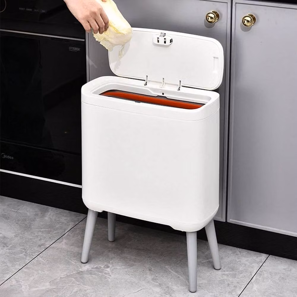 PAWNORA Touch Kitchen Rubbish Bin, White, W: 37 cm, D: 16.5 cm, H: 52 cm – 4