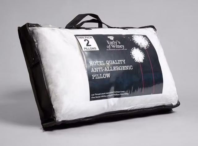 Early's of Witney Anti-Allergenic Twin Pack White Hollow Fibre Pillows – 1