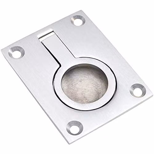 Loops Flush Ring Recessed Pull Handle in Satin Chrome, W: 50 mm, H: 38 mm, D: 8 mm