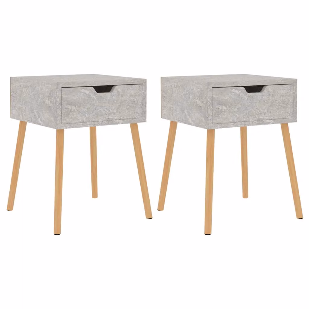 Berkfield Home Set of 2 Modern Bedside Cabinets in Concrete Grey, W/D/H: 40 x 40 x 56 cm – 2