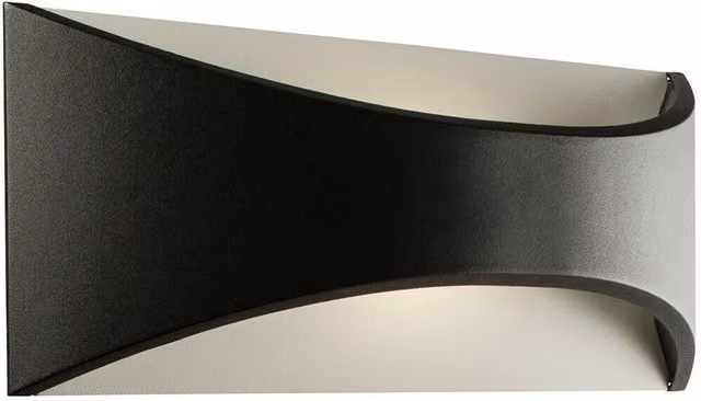Loops IP65 Modern Curved Outdoor LED Wall Light, Black Aluminium, Warm White, Up and Down Lighting – 1