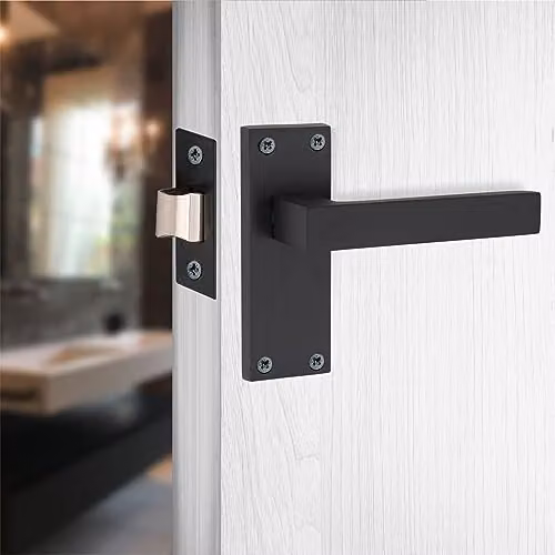 Golden Grace Straight Delta Door Handles with Latch, 5 Pairs, Matt Black Zinc – 3