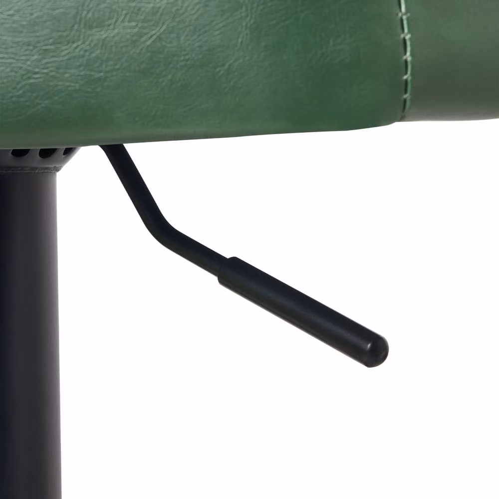 Wyld and Coco Set of 2 Dark Green Faux Leather Swivel Bar Stools with Gas Lift Height Adjustment – 5