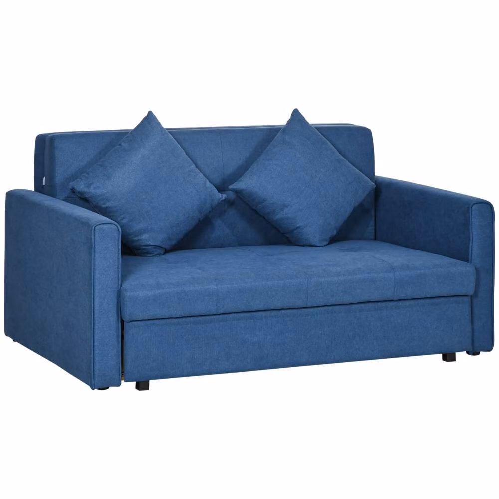 Wyld Haus Palani Bayo 2 Seater Sofa Bed with Hidden Storage in Dark Blue Snow Flannel Fabric – 2