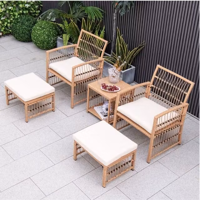 Chilli Seating Santorini Bistro Set in Beige Rattan and Metal