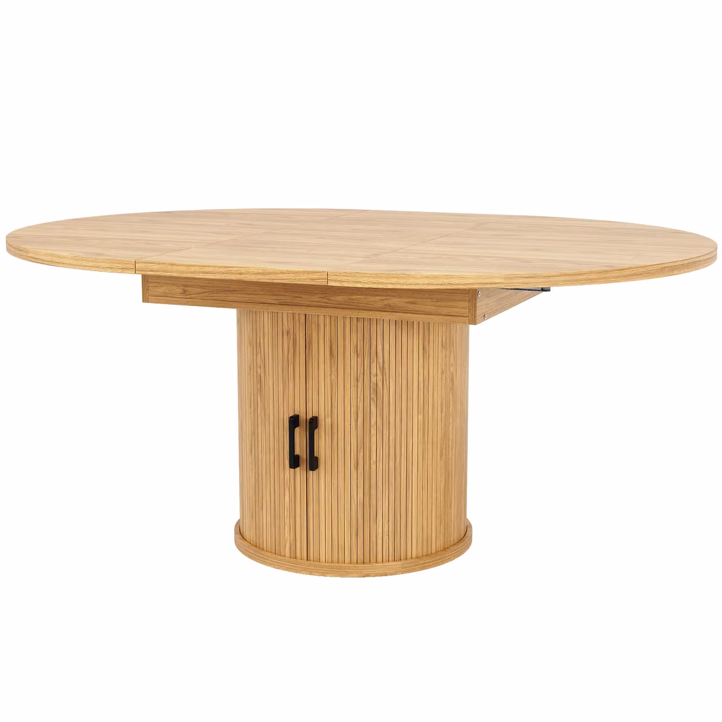 Aosom UK Extendable Round Dining Table with Hidden Leaf Storage in Natural Wood-Grain Finish, W: 118 cm, D: 118 cm, H: 76 cm – 2
