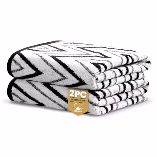 Rapport Home Helix Bath Sheets 2 Pack in Black, 500GSM 100% Cotton, W: 90 cm, H: 140 cm – 1