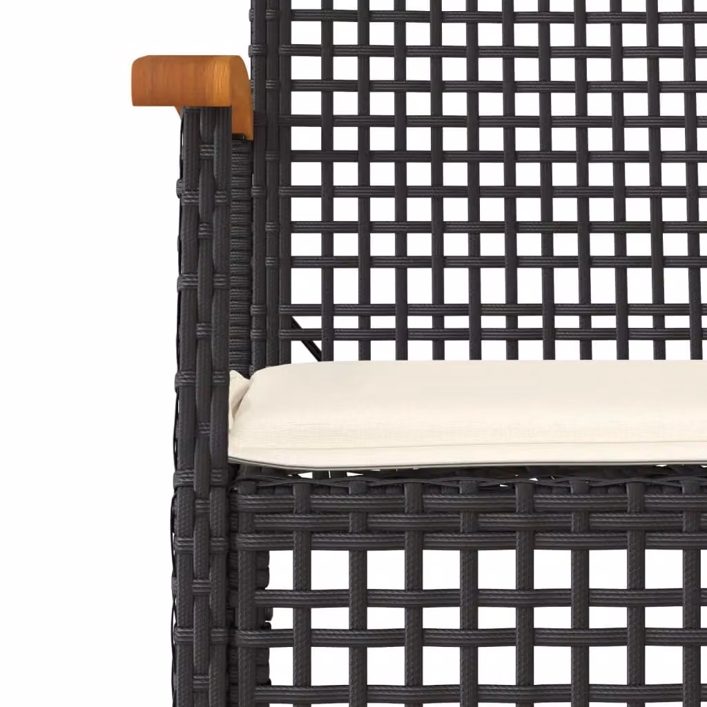 Berkfield Home 5 Piece Garden Dining Set with Cushions in Black Poly Rattan and Glass Top – 4