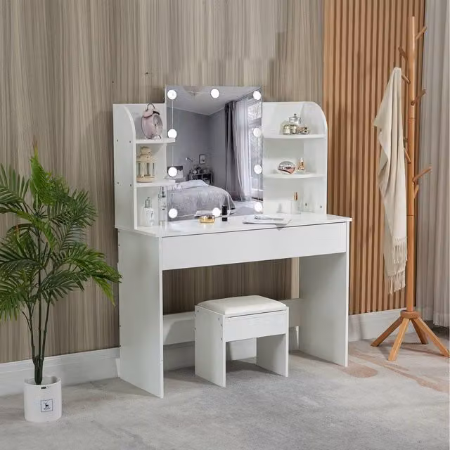 Westwood Modern Hollywood LED Dressing Table in White