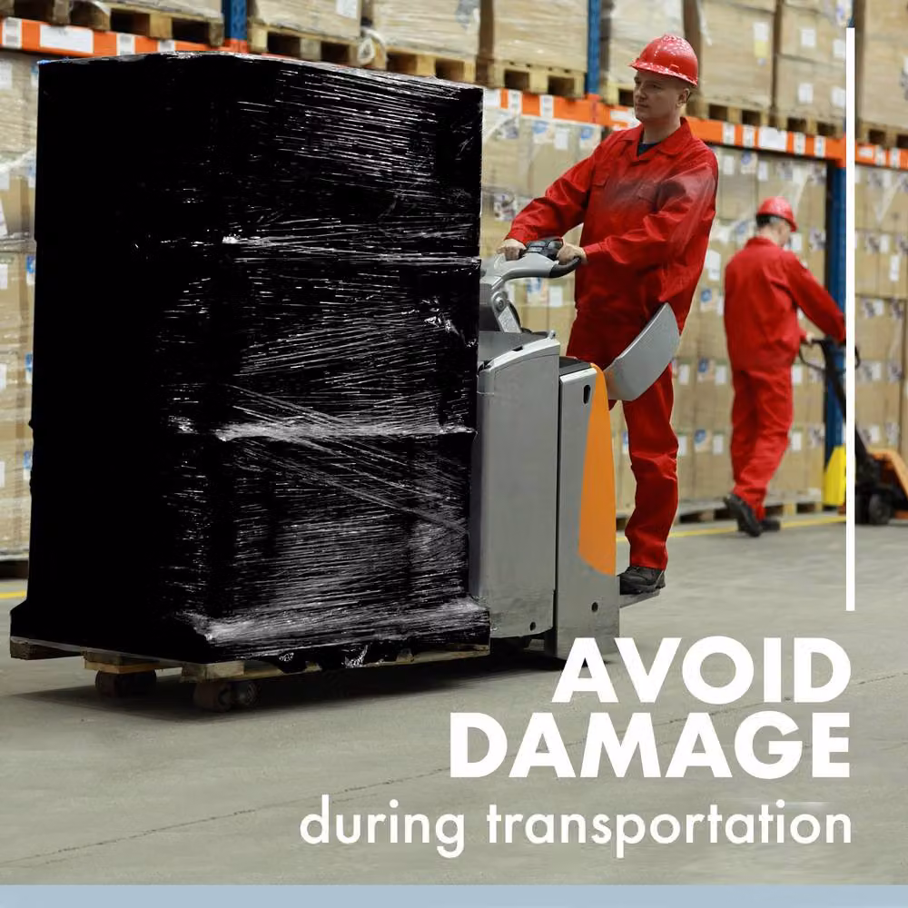 Merrimen Heavy Duty Black Pallet Stretch Shrink Wrap Roll W: 40 cm, L: 150 m – 6