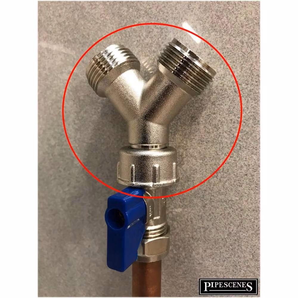Nordara Silver Y Splitter Kit for Washing Machine and Dishwasher Taps, 3/4 inch Brass Construction – 2