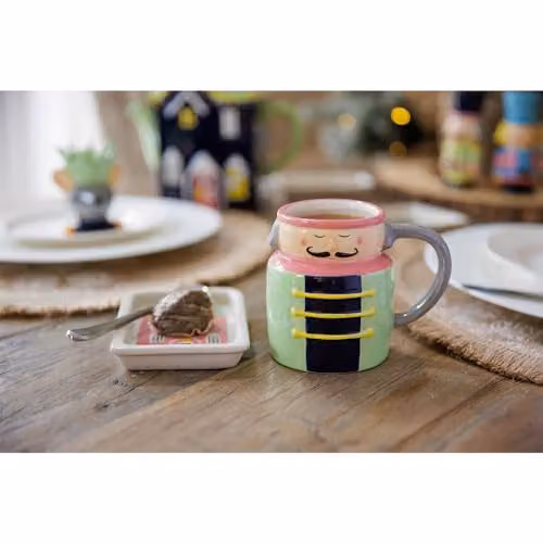 KitchenCraft The Nutcracker Collection Ceramic Novelty Soldier Mug, 300 ml, Green/Black/Multicolour – 4