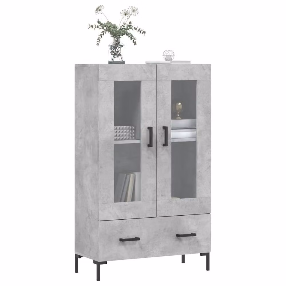 Berkfield Home Modern Highboard in Concrete Grey with Glass Doors, W/D/H: 69.5 x 31 x 115 cm – 2