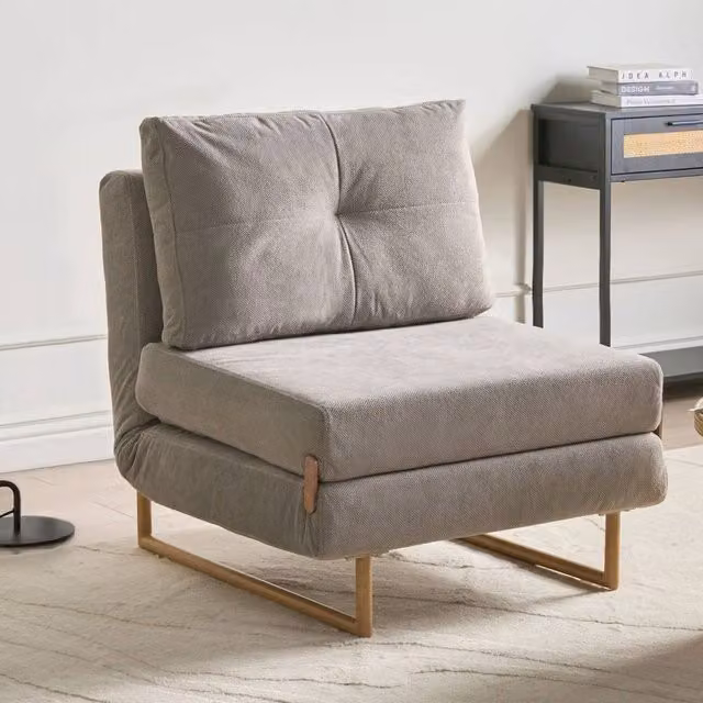 Wyld and Coco Grey Single Fold-Out Sofa Bed with Armrests and Metal Frame – 1