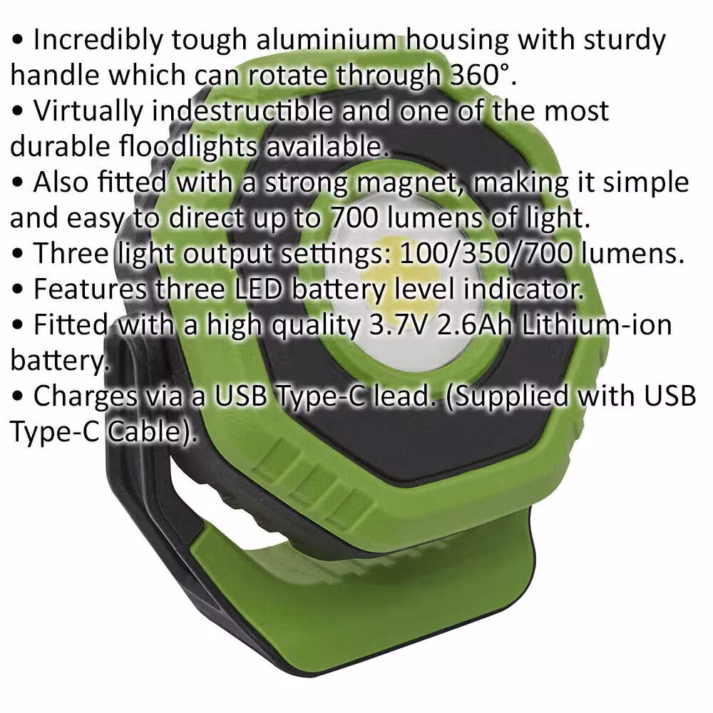 Loops 360° Pocket Floodlight - 7W COB LED Rechargeable Green with Magnetic Base – 2