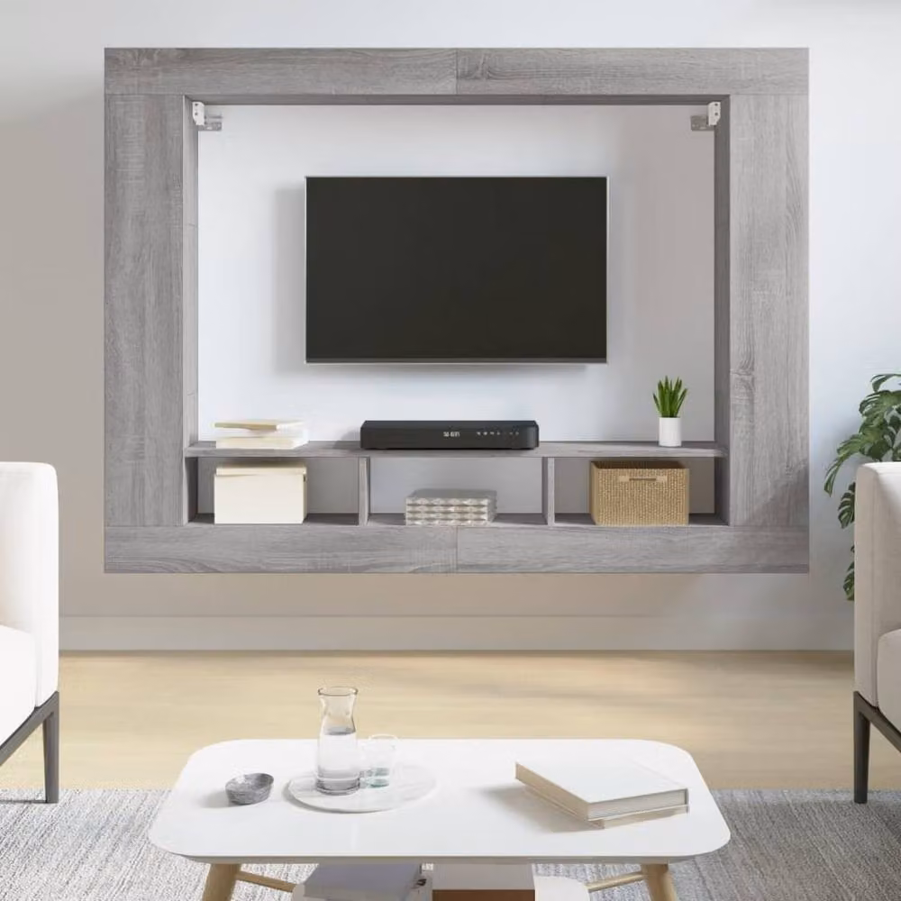Berkfield Home Grey Sonoma TV Cabinet in Engineered Wood, W/D/H: 152 x 22 x 113 cm – 2