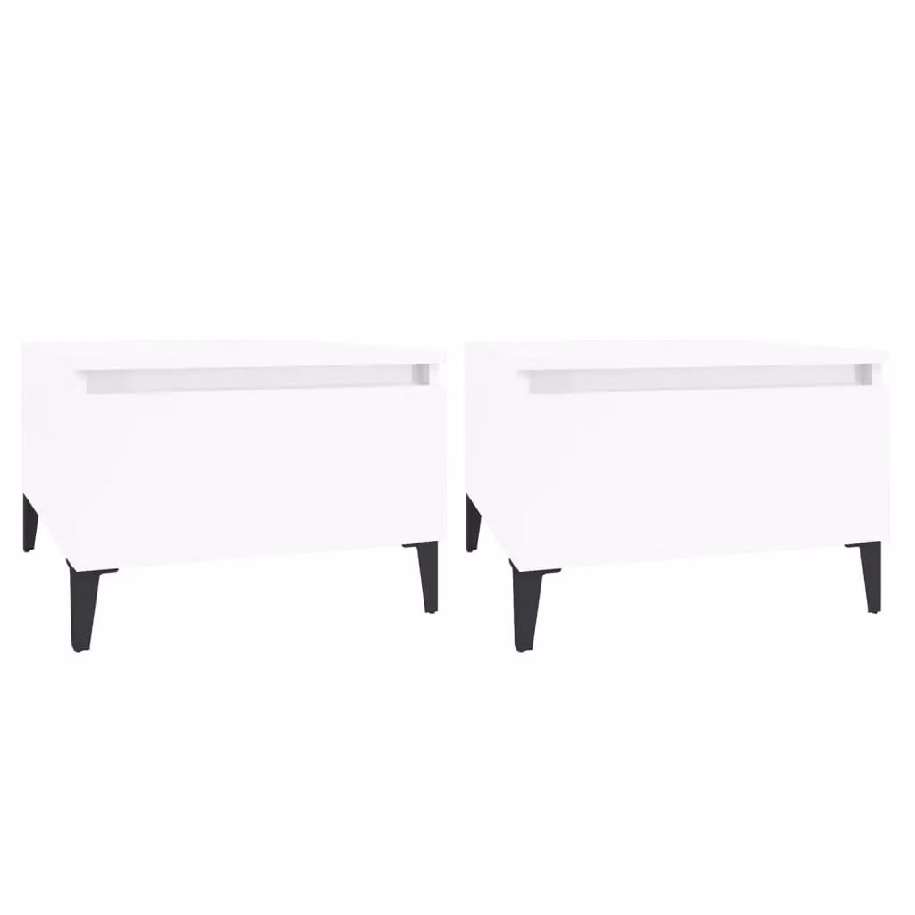 Berkfield Home Set of 2 High Gloss White Side Tables, W/D/H: 50 x 46 x 35 cm – 1