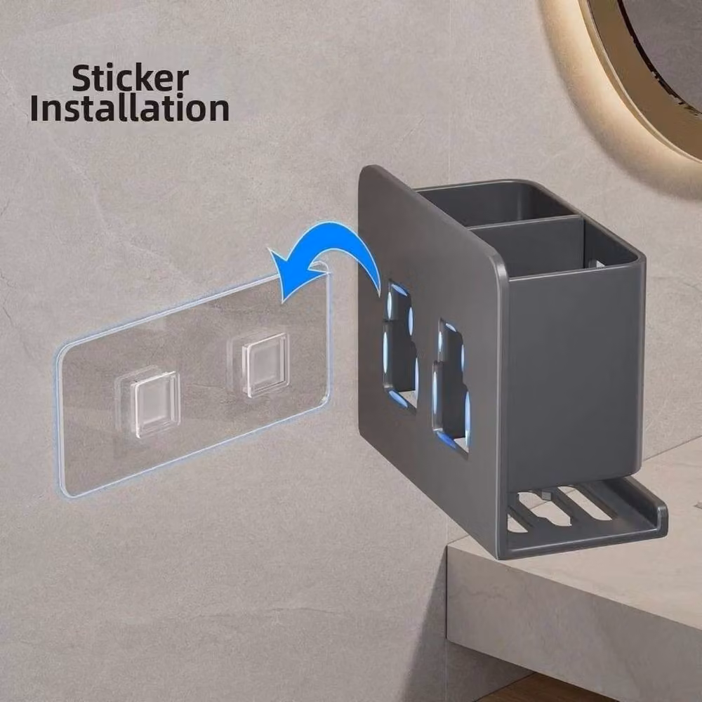 KORVIXA Grey Wall Mounted Ventilated Toothbrush Holder in Aluminium and Plastic – 4