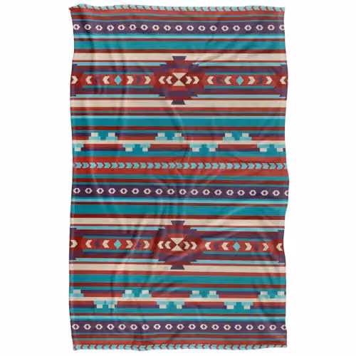 JQ Licensing Southwest Turquoise Pattern Silky Touch Super Soft Fleece Throw Blanket, W/D/H: 91 x 147 cm – 1