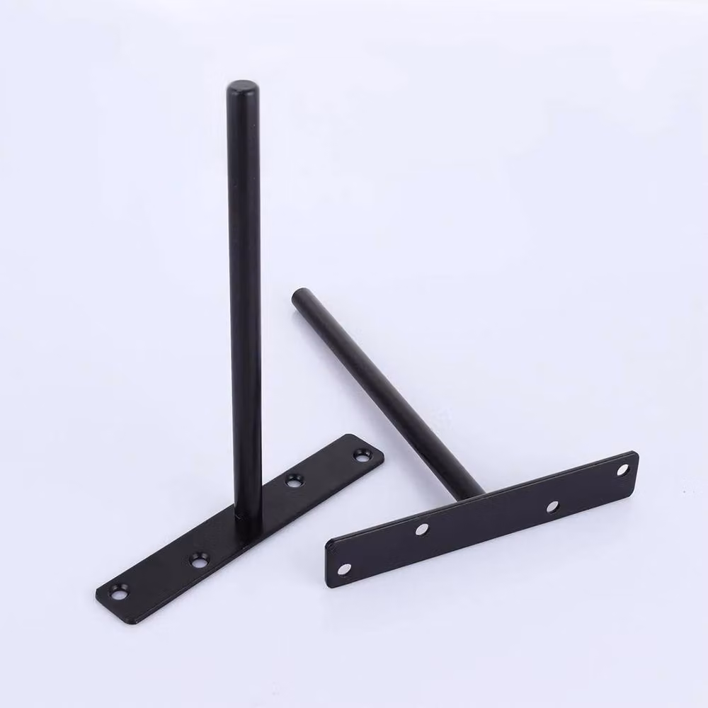 VOGREX 4-Piece Heavy Duty Hidden Floating Shelf Brackets in Black Steel – 4