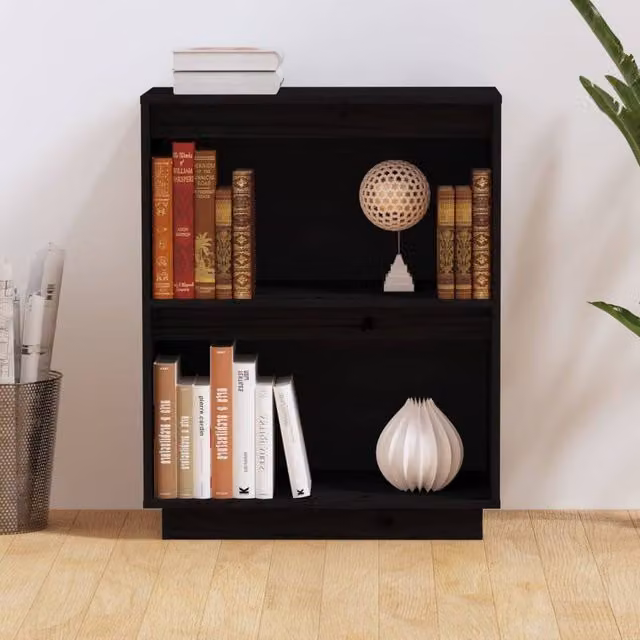 Berkfield Home Beautiful Console Cabinet in Black Solid Pine Wood, W/D/H: 60 x 34 x 75 cm