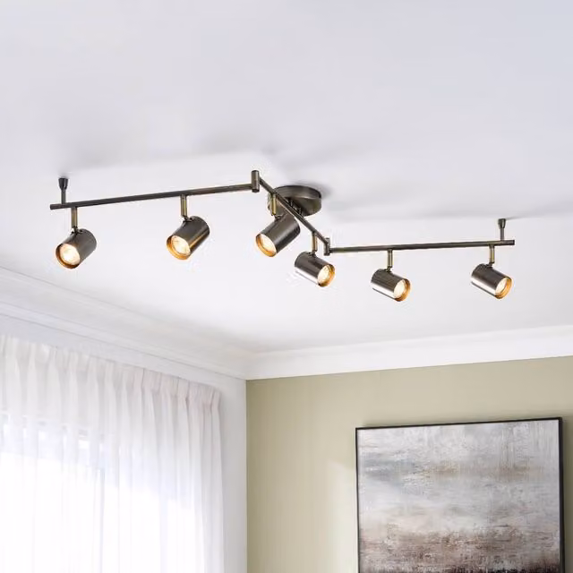 Pagazzi Hereford Matte Pewter 6-Spot Bar Track Light in Grey and Gold/Brass