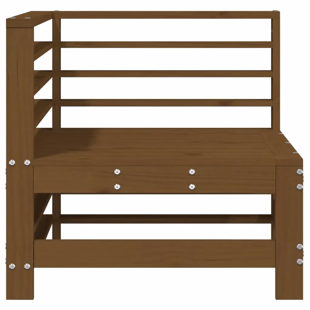 Berkfield Home 2-Piece Rustic Solid Wood Pine Garden Corner Sofa Set in Honey Brown – 3