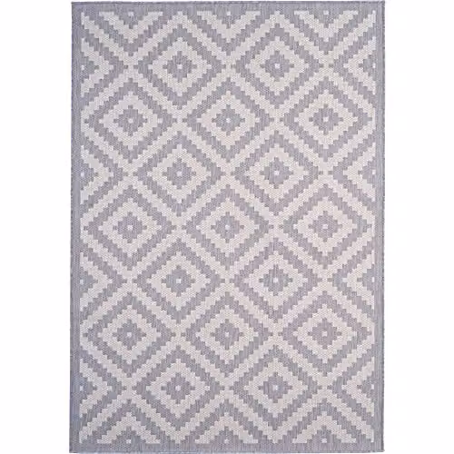 THE RUGS Geometric Diamond Indoor and Outdoor Rug in Grey and White, W/D/H: 120 x 170 cm – 4