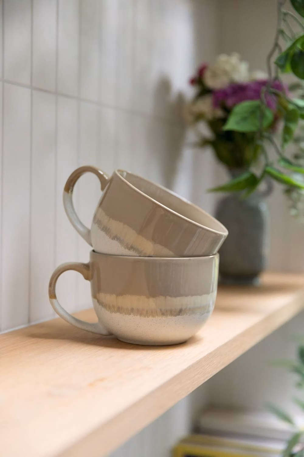 Scandi Home Set of 2 Ceramic Mugs in Sand and Beige, 720ml per Mug – 2
