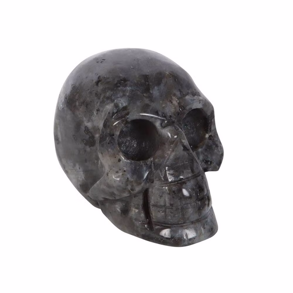 Uniqueful Black Labradorite Crystal Skull Stone Ornament in Black and Grey – 3