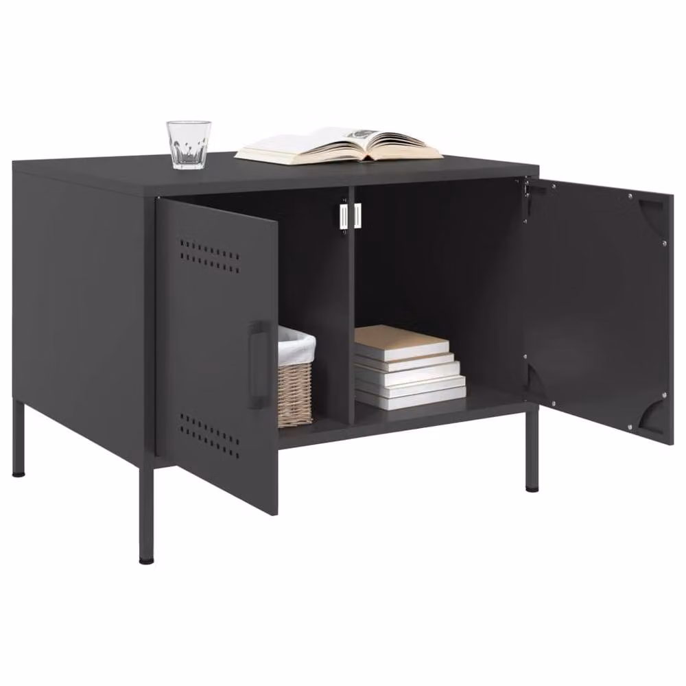Berkfield Home Industrial Black Metal Coffee Table W: 68 cm, D: 50 cm, H: 50.5 cm – 3