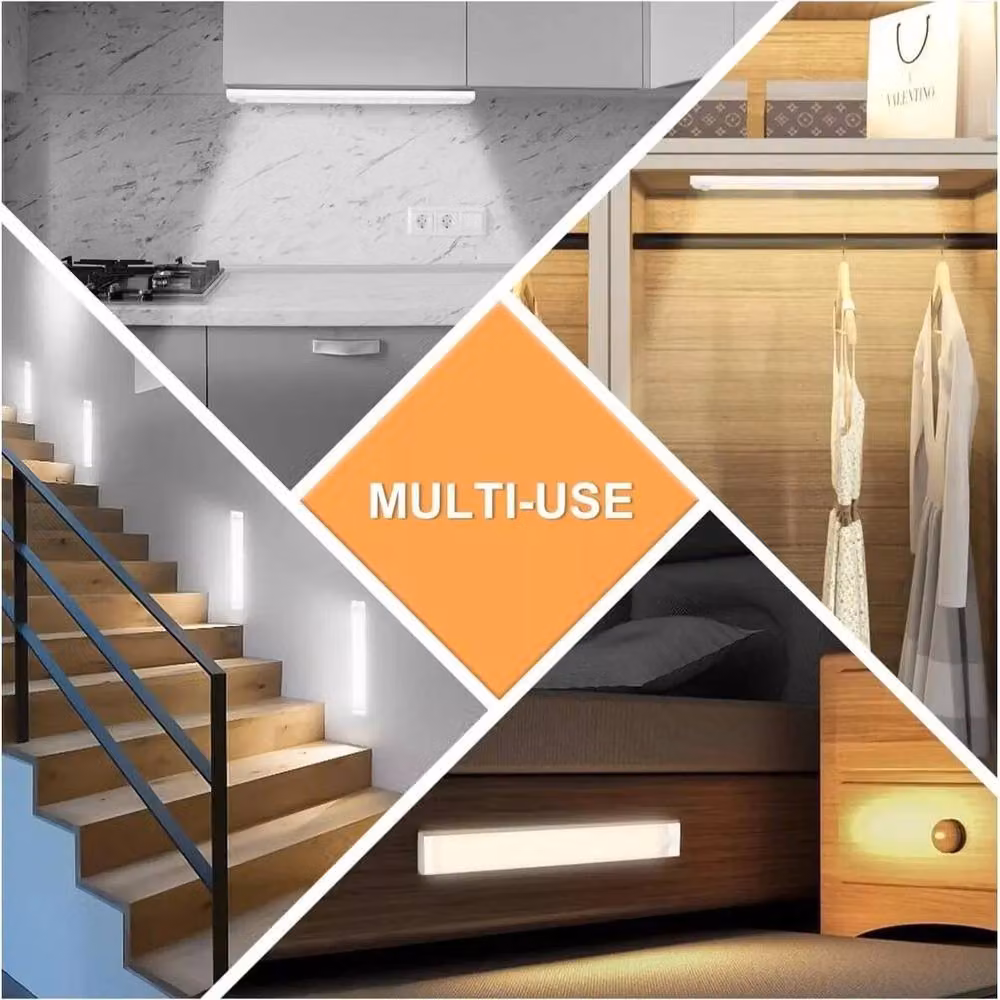 NESTLUNE 2-Piece White LED Motion Sensor Under Cabinet Lights, 30 cm – 3