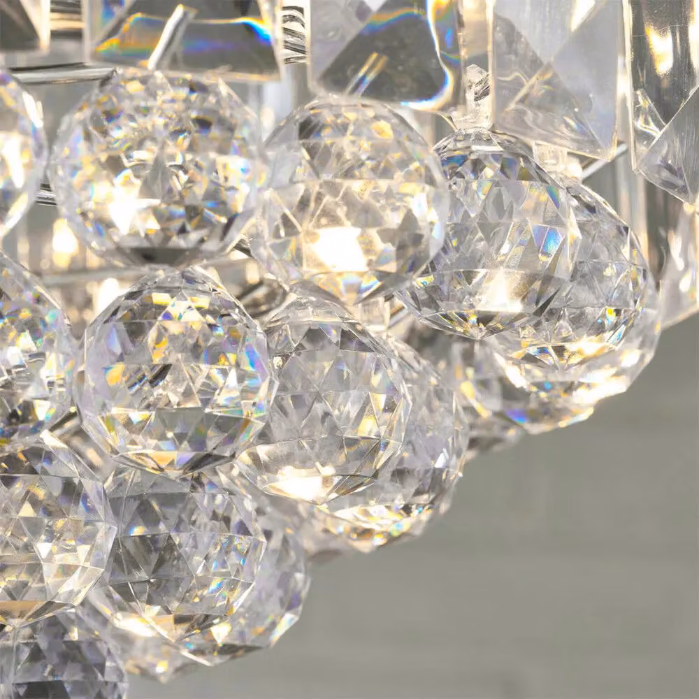 Loops 3 Light Chandelier Pendant in Chrome with Transparent Shades, Height Adjustable – 2