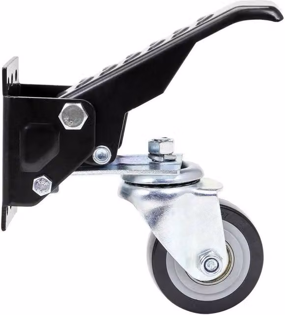 KORVIXA Set of 4 Retractable Workbench Castor Wheels in Black, W/D/H: 1000 x 52 x 16.4 cm