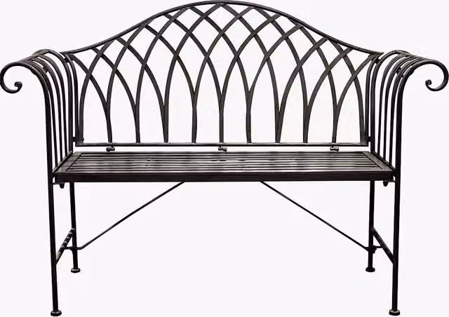 Perch & Parrow Zen Black Metal Outdoor Garden Bench with Armrests