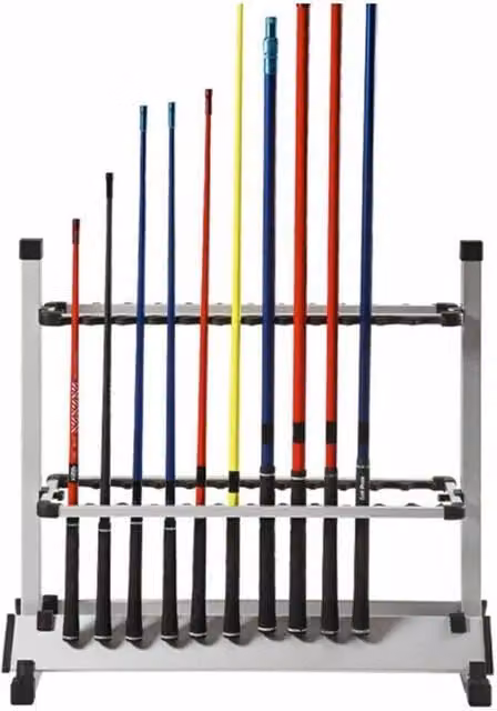 Nordara Aluminum Alloy Fishing Rod Rack in Black, Silver and Multicolour, Holds 24 Rods, H 73.0 cm x W 57.0 cm x D 32.5 cm – 1