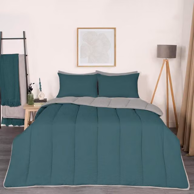 OHS 10.5 Tog Hollow Fibre Duvet and Pillowcase Set in Petrol Green