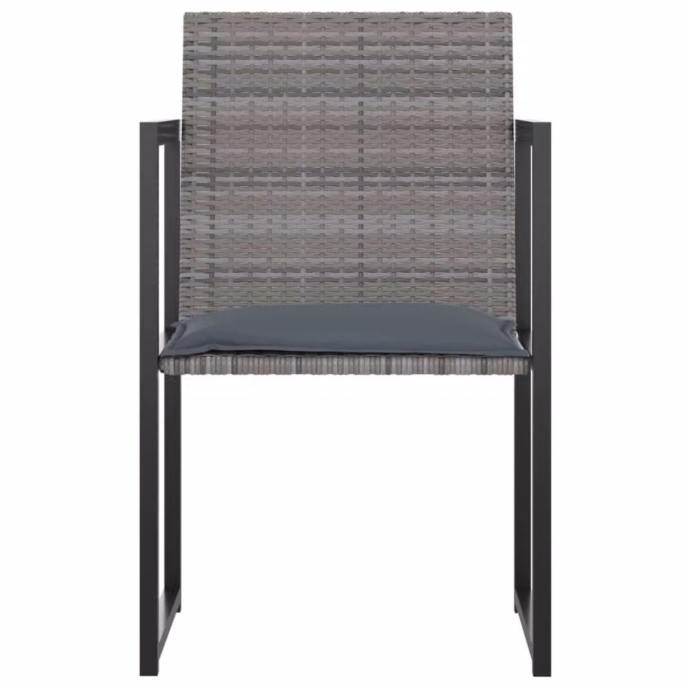 Berkfield Home 5 Piece Poly Rattan Outdoor Dining Set with Glass Top Table and Cushions in Grey – 3