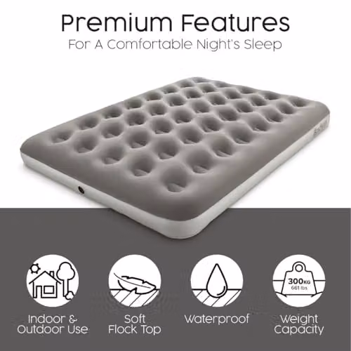 Bestway Premium Double Camping Airbed in Grey with Handheld Electric Pump, W/D/H: 140 x 200 cm – 4