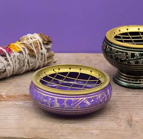 KDMD Ancient Wisdom Chakra Charcoal Incense Jar Crown in Purple and Gold – 2
