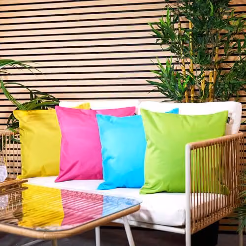 ICON Set of 2 Plain Indoor and Outdoor Square Cushions with Hollow Fibre Filling, Green, W/D/H: 43 x 43 x 43 cm – 3