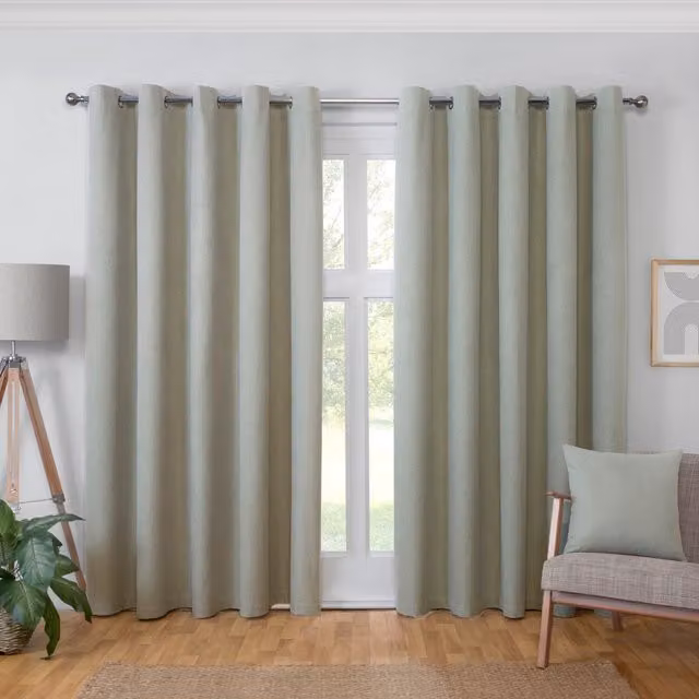 My Home Linden Green Washable Blackout Eyelet Curtain, W: 168 cm, H: 183 cm