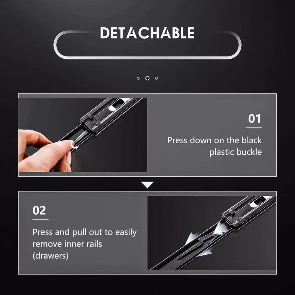 Nordara 3 Pairs of Heavy Duty Full Extension Ball Bearing Drawer Runners in Black, Length: 45.72 cm – 4