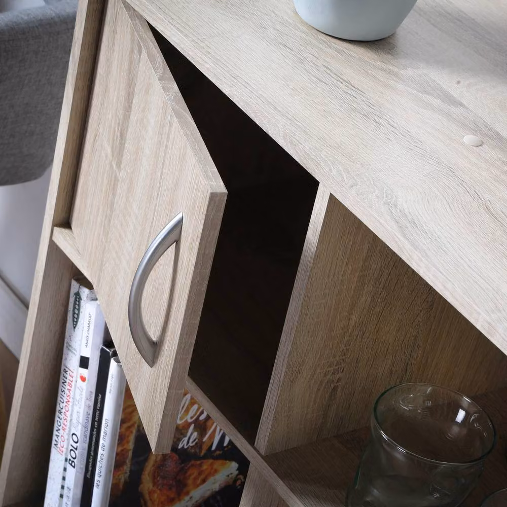 CALICOSY 6-Compartment Storage Shelf with 2 Doors in Light Brown, W/D/H: 61.5 x 29.5 x 80 cm – 7