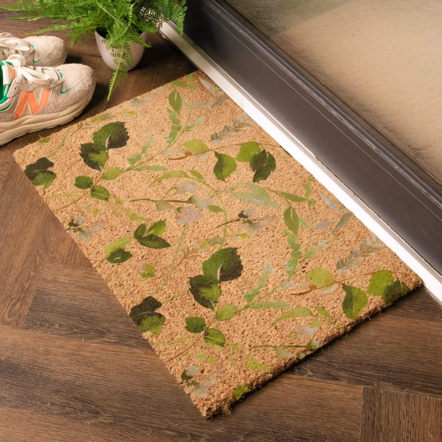 Artsy Mats Watercolour Leaves Coir Doormat in Brown, W: 60 cm, D: 40 cm – 2