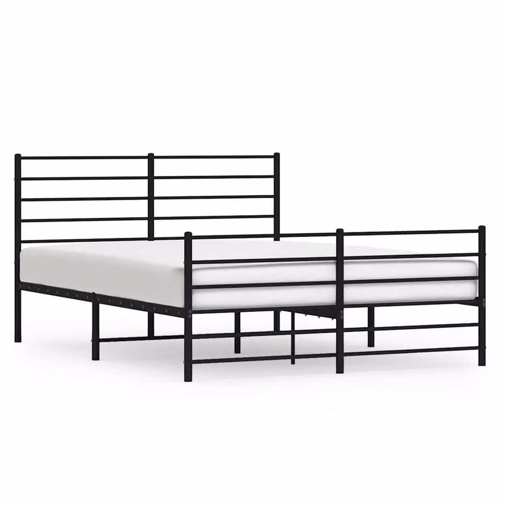 Berkfield Home Metal Bed Frame with Headboard and Footboard in Black, W/D/H: 140 x 190 x 90 cm – 2