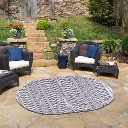 Livabliss Mimi Prague Indoor Outdoor Geometric Rug, Black & White, W: 160 cm, L: 220 cm – 1