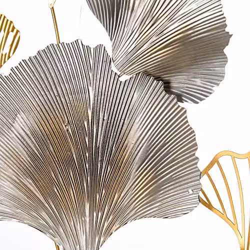 HOMCOM Modern Metal Floral 3D Wall Art Sculpture in Gold and Silver – 4